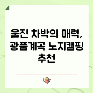 울진 차박의 매력, 광품계곡 노지캠핑 추천