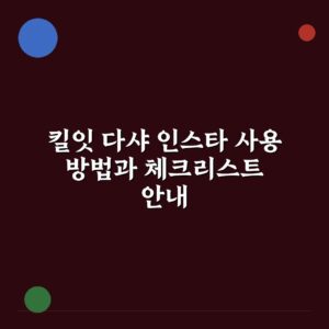 킬잇 다샤 인스타 사용 방법과 체크리스트 안내