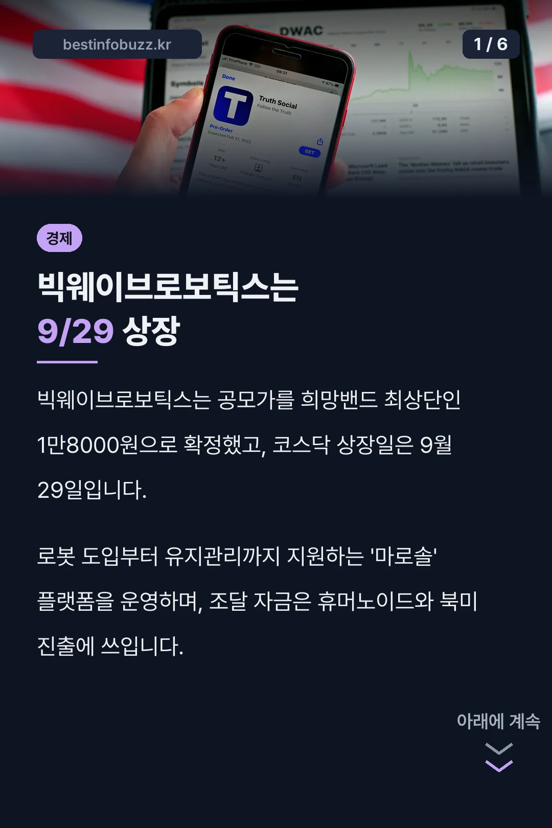 빅웨이브로보틱스는 9/29 상장